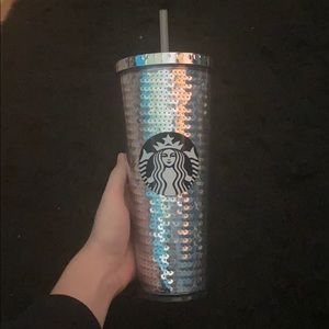 Silver sparkle Starbucks tumbler